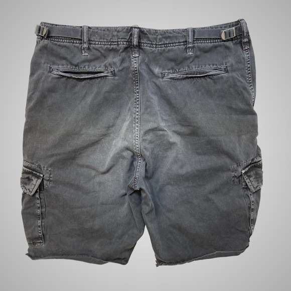 American Eagle Outfitters Mens Cargo Shorts Frayed Hem Adjustable Waist 36 Black - Picture 3 of 8